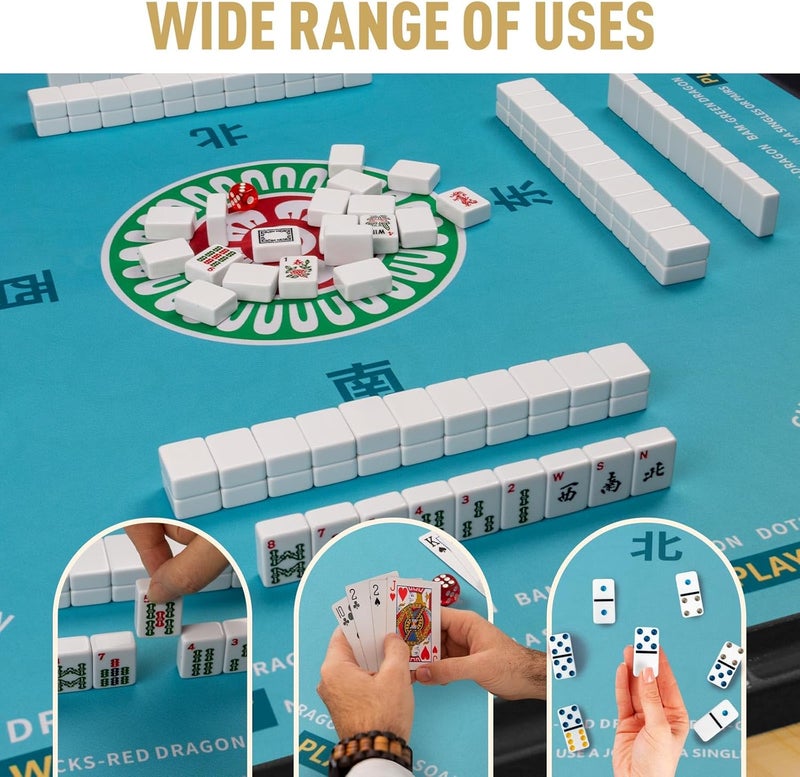 SiDreea Mahjong Mat, 32.4×32.4 Inch Noise Reduction Anti-Slip Mahjong Mat for Table, Mahjong Table Mat for Poker, Card, Board Games Table Mat, Tile Games, Dominoes - Image 3
